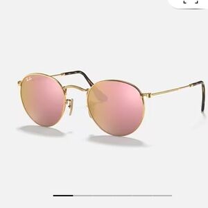 Ray-Ban Gold Frame with Pink Lenses Sunglasses